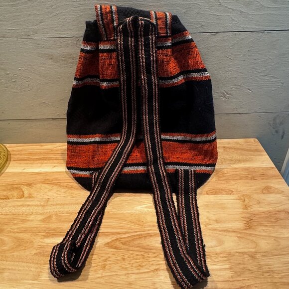 Denver Broncos Woven Backpack with Drawstring and Button Closure Black & Orange - Picture 5 of 5